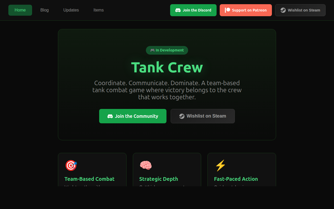 Tank Crew website preview